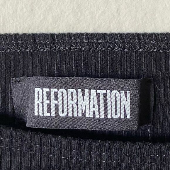Reformation Black Crop Top Stretch Ribbed Size S - Picture 10 of 10